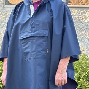 HBC Stripes Rain Poncho in NAVY One Size WITH TAGS